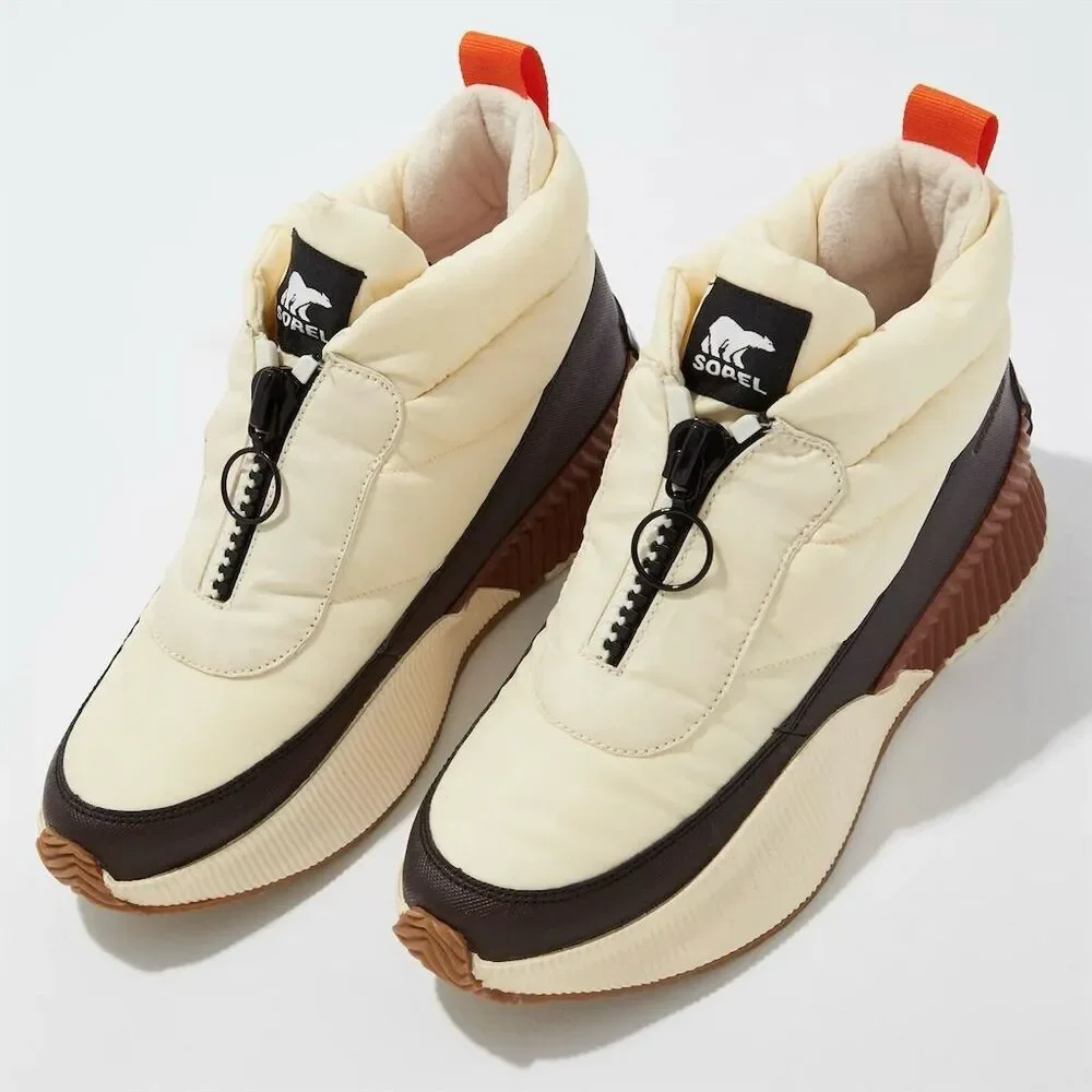 🚫SOLD🚫 Sorel Out N About III Puffy Zip Boots Cream Espresso Orange Waterproof 11 - Picture 2 of 12